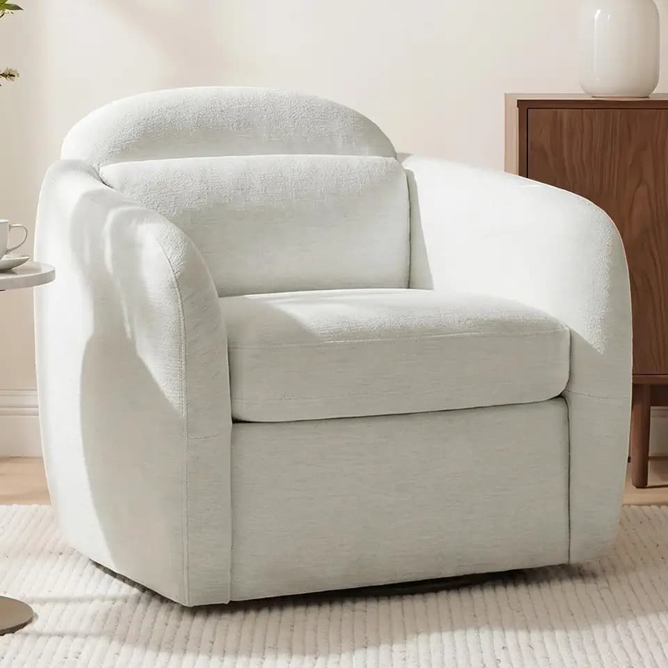 KISLOT, 360-Degree Swivel Accent Chair, High Back, Linen