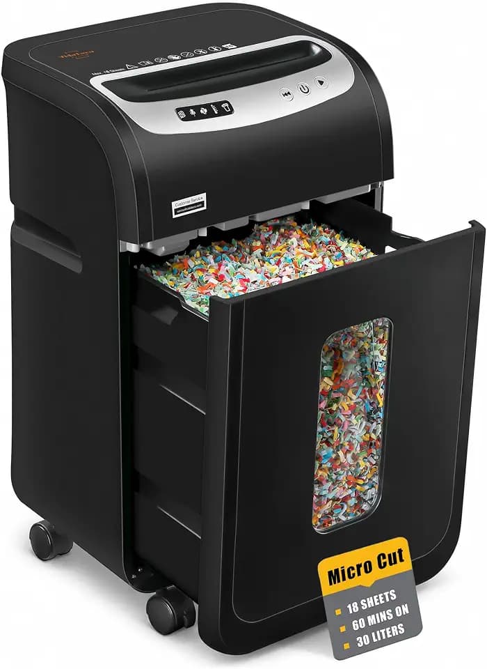 VidaTeco 18-Sheet Micro Cut Paper Shredder for Home Office Heavy Duty