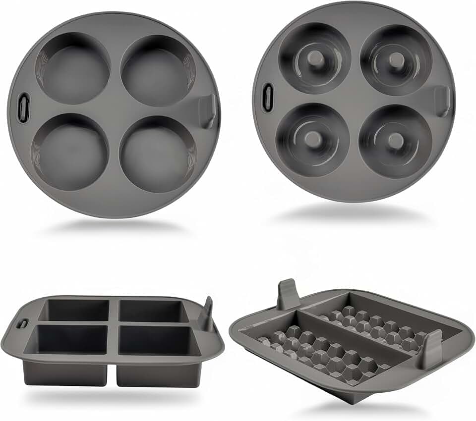 EM 4-pc Silicone Air Fryer Liners Baking Set for Cake, Donut, Waffle, and Brownie - Reusable Silicone Baking Molds for 3-5 Qt Airfryers - Easy to Clean Air Fryer Baking Accessories for Home Bakers