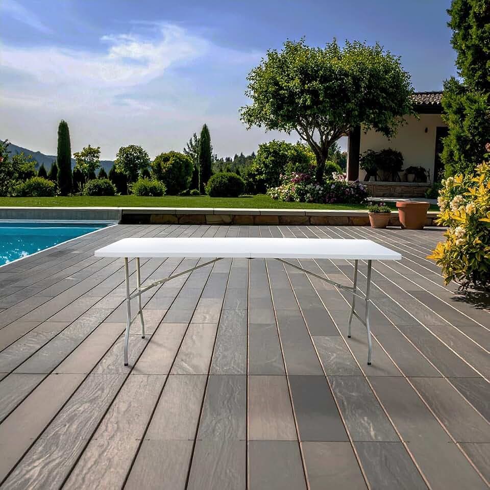 Klapptisch 180 cm – 180 x 74 x 74 cm – Weiß KAMBERG