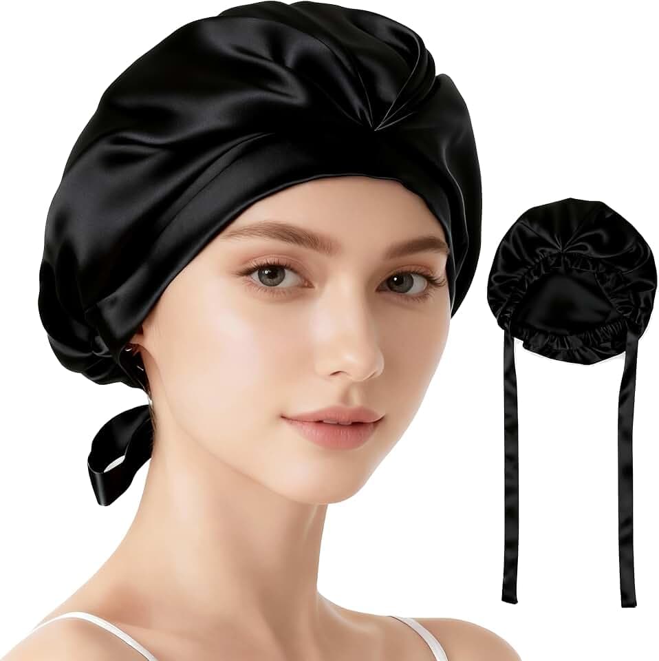 Seidenhaube zum Schlafen 100% Maulbeerseide Anpassbare Weiche Schlafmütze Bonnet Seide Für lockiges und glattes Haar