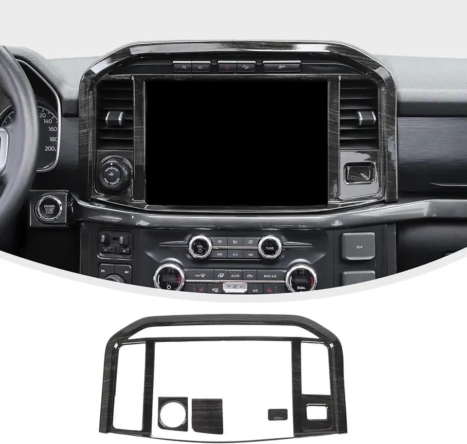 Linskip Dash Board Information Screen Trim Compatible with Ford F150 2021 2022 2023 2024 2025 2026+, Air Vent Covers for F150 Interior Accessories Dark Wood