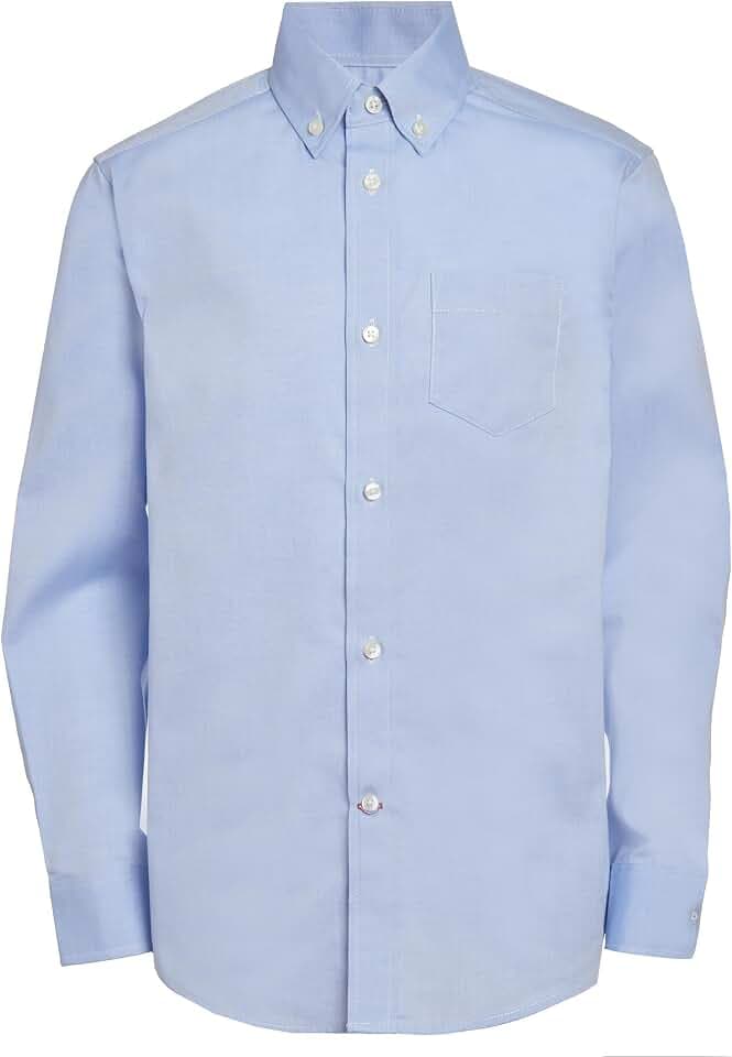 Tommy Hilfiger Boys Oxford Long Sleeve Dress Shirt, Collared Button-Down with Chest Pocket, Regular Fit