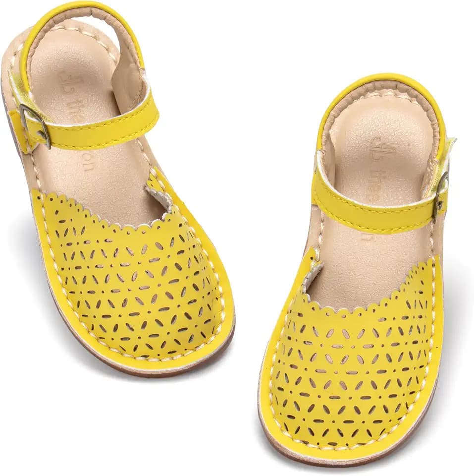 THEE BRON Toddler Girls Espadrilles Sandals Hollow Out Rustic Dress Shoes