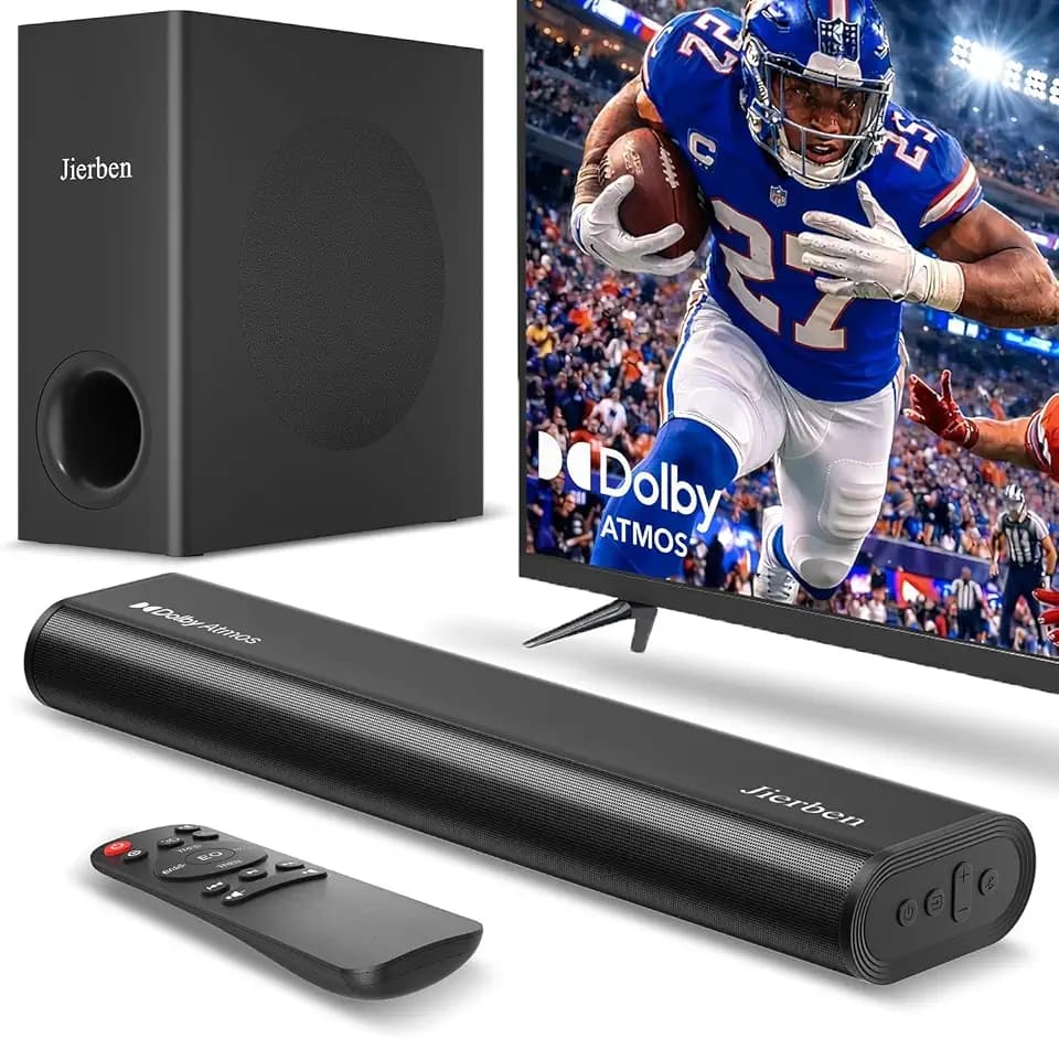 2.1 Dolby Atmos Soundbar with Subwoofer for Smart TV, Dolby Atmos Sound Bar for TV, Surround Sound System for TV, 150W TV Speakers for Smart TV, Bluetooth eARC/Opt/AUX
