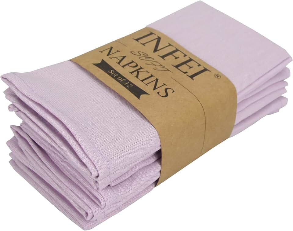 weich Polyester -Leinen gemischt Abendessen Cloth Servietten, 12 Stück (40 x 40 cm), für Veranstaltungen und den Heimgebrauch (Lavendel)