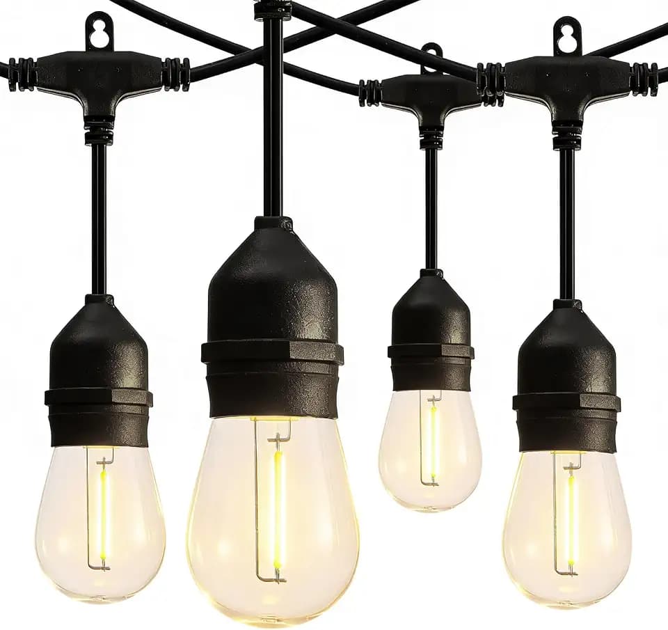 Banord Outdoor String Lights 105FT, S14 Waterproof Patio Lighting, Black
