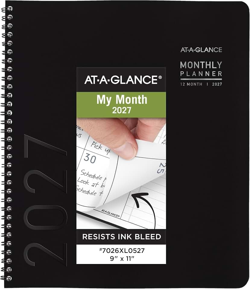 AT-A-GLANCE 2027 Planner, Monthly, 9" x 11", Contemporary Lite, Black (7026XL0527)