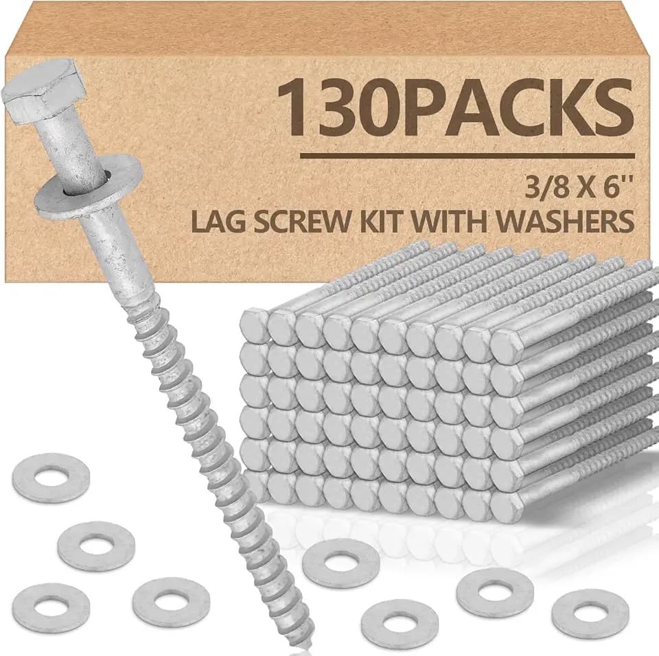 Tandefio 130 Pack 3/8'' x 6'' Lag Screw Bolts with Washer Galvanized