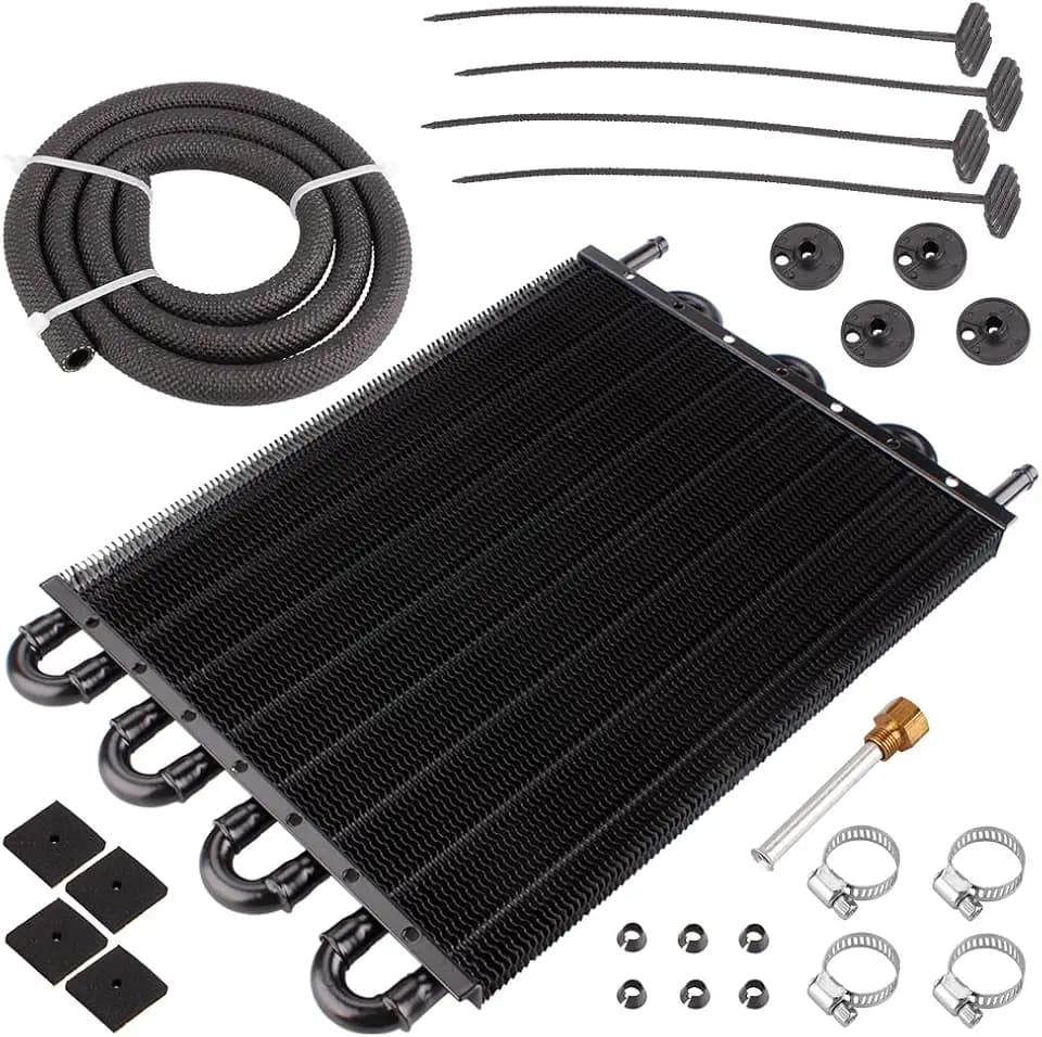 8 Pass Transmission Cooler - 5/16" Aluminum Universal Oil Cooler Kit