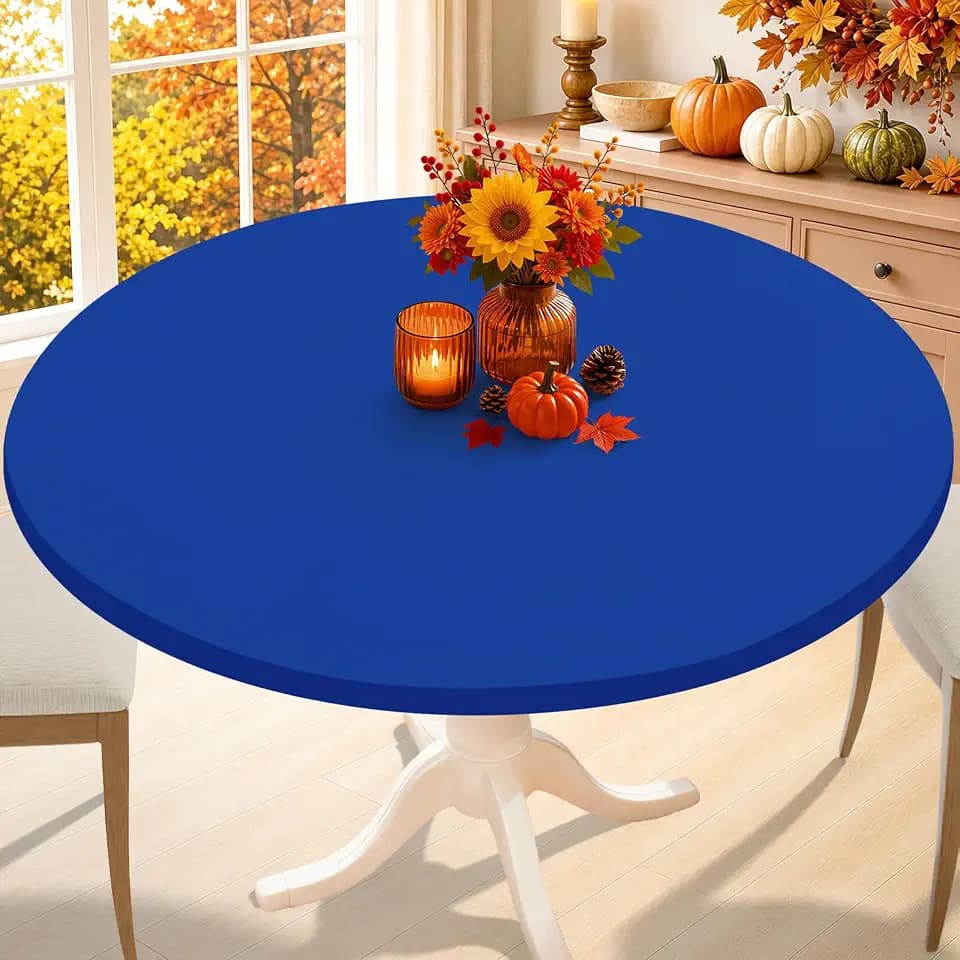 Smiry Round Spandex Tablecloth, Fitted Table Cover for 57"-68" Tables