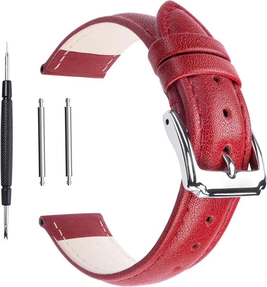 14mm 16mm 18mm 20mm 22mm Calf Leather Watch Band, Extra Soft Watch Strap for Men Women
