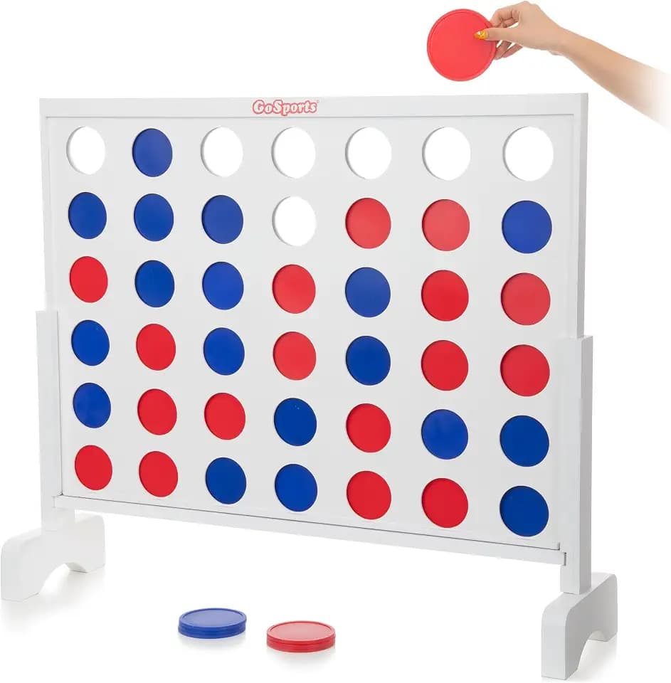GoSports 3 Foot Width Giant 4 in a Row Game with Carrying Case, Made from Wood