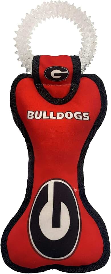Pets First NCAA Georgia Bulldogs Dental Dog TUG Toy with Squeaker. Tough PET Toy for Healthy Fun, Teething & Cleaning Pets Teeth & Gum