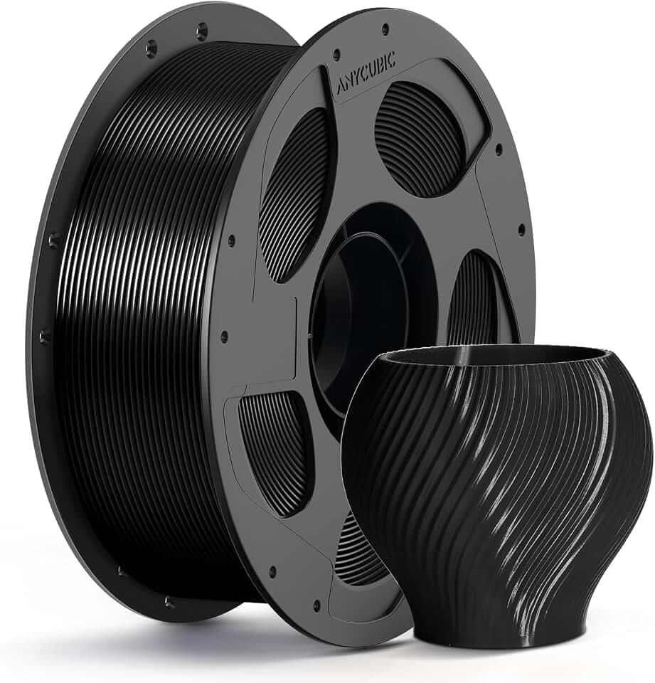 ANYCUBIC PETG Filament 1,75mm, Hohe Zähigkeit, Hoher Glanz, 1KG Schwarz