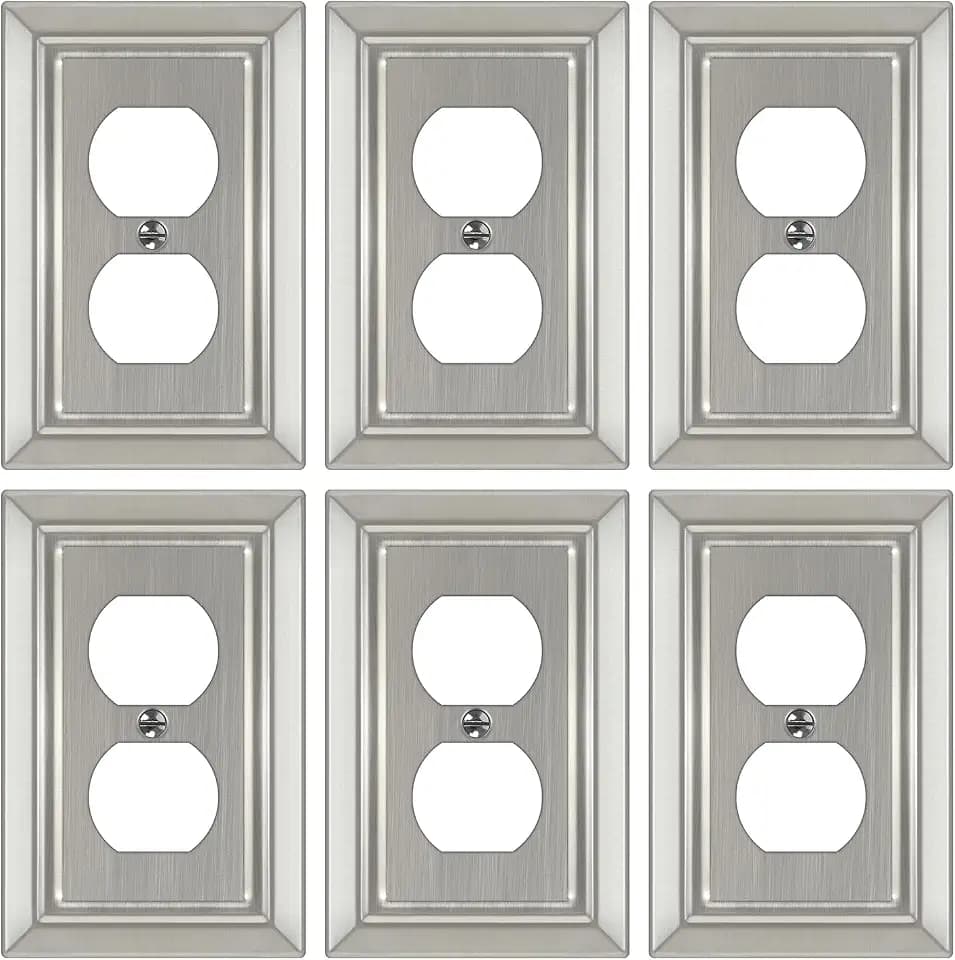 Metal Wall Plate for Electrical Outlets, Outlet Covers Wall Plate, 6 Pack