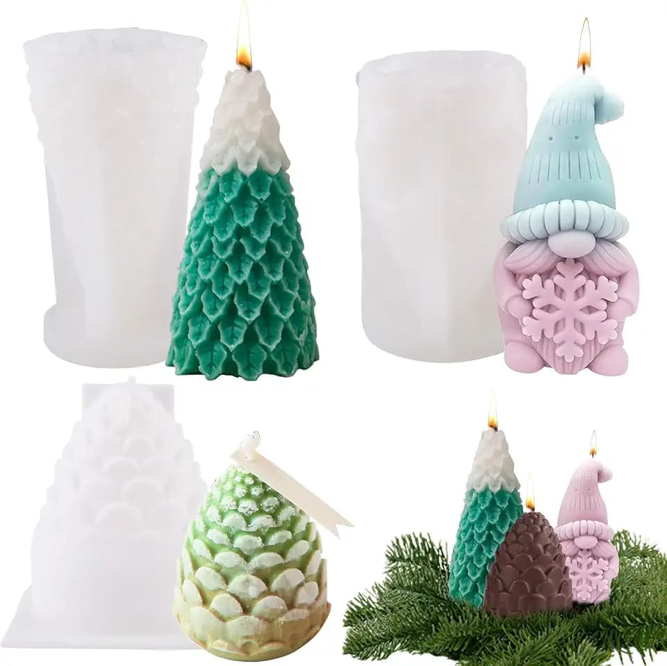 3 Stück Weihnachten Silikonform Gießen, Weihnachten Kerzenformen(A)