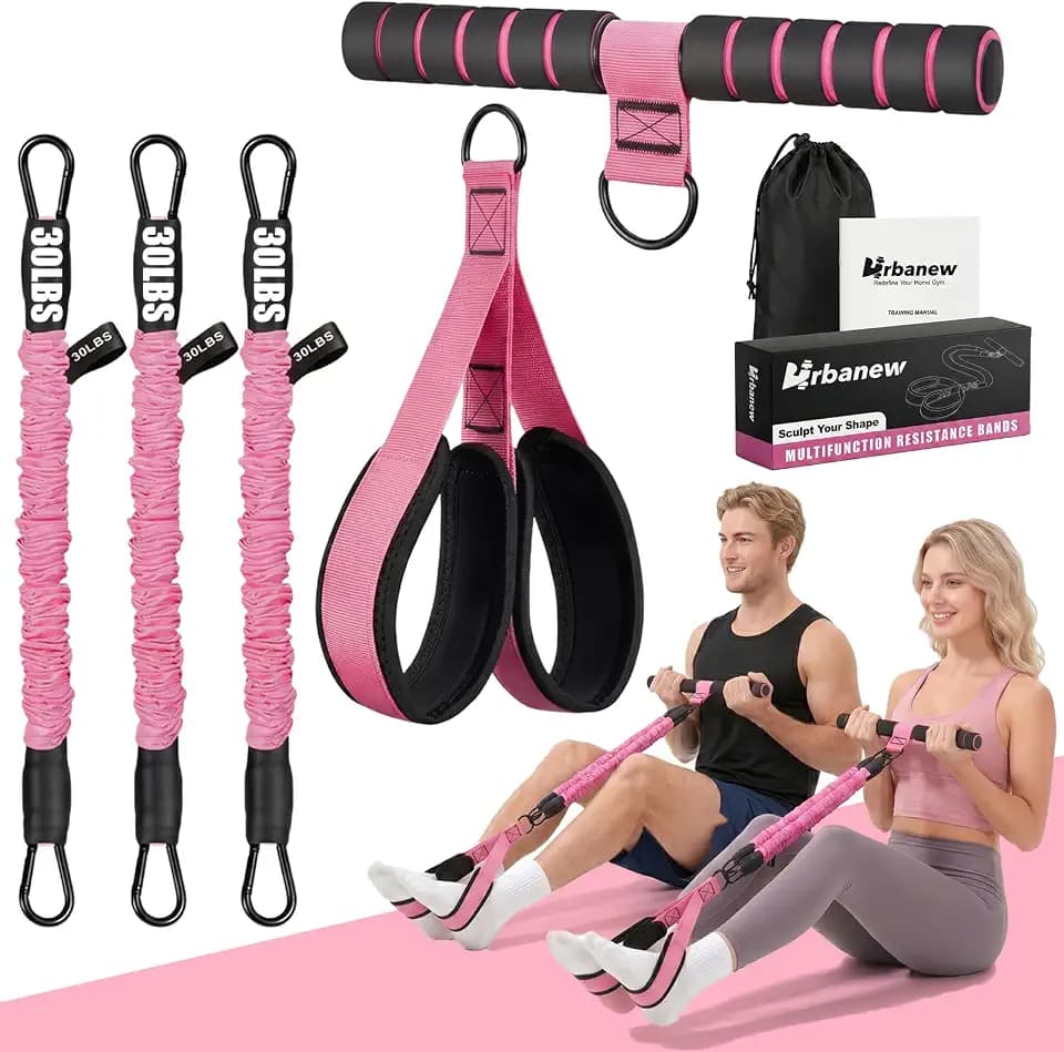 Pedal Resistance Band with Handle, 90LBS Adjustable Exercise Band