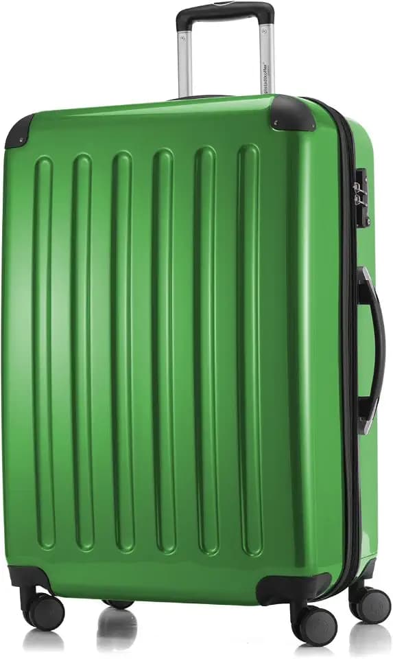 Hauptstadtkoffer ALEX - Erweiterbarer Hartschalenkoffer 75 cm (119 L) mit TSA-Schloss – robuster Trolley-Reisekoffer mit 4 Doppelrollen, Grün