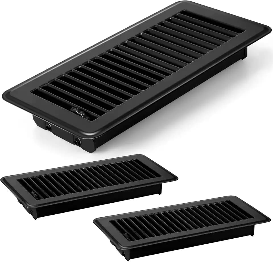 Fumete 2 Pcs Floor Vent Cover Heavy Duty Floor Register,4 x 10'',Black
