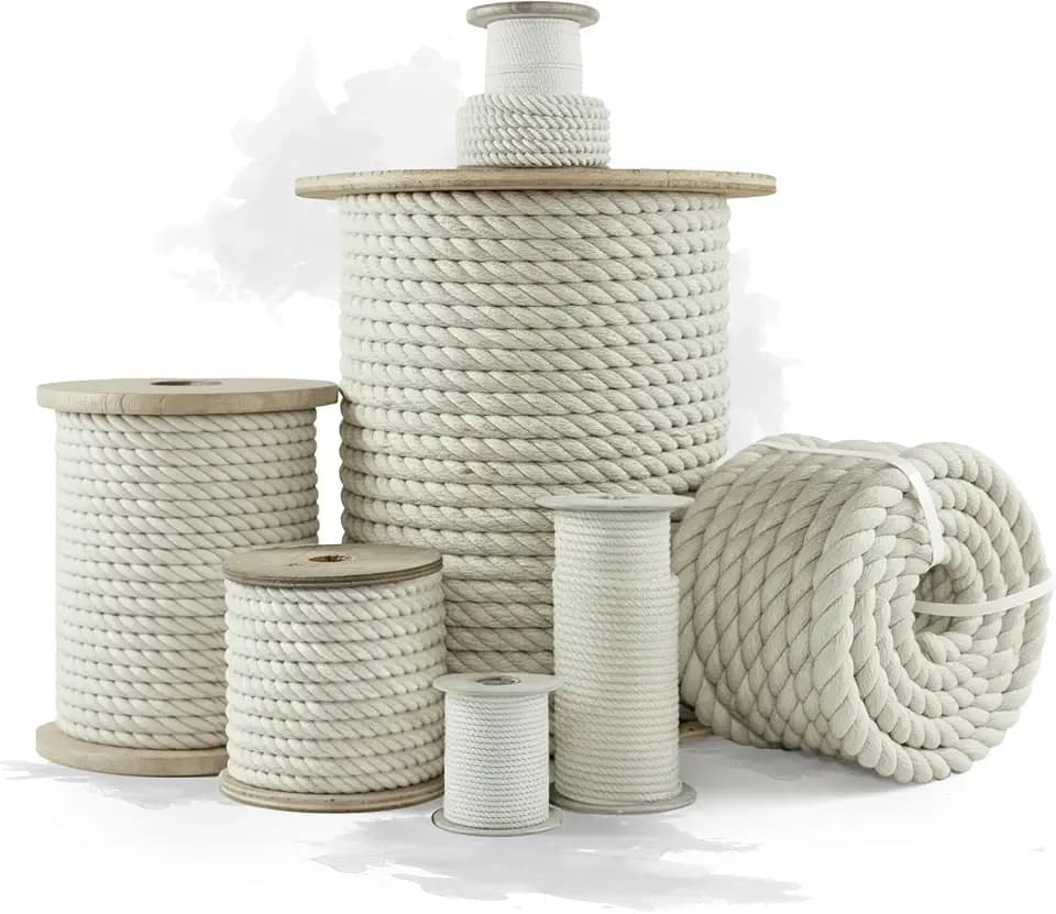 Pelican Rope 100% Cotton Twisted Rope, Natural Macrame Cord for Crafts, Pet Toys, Safe for Animals, DIY, Gardening,Indoor/Outdoor, Soft, Durable, Low-Stretch, 3/16" x 1000 ft