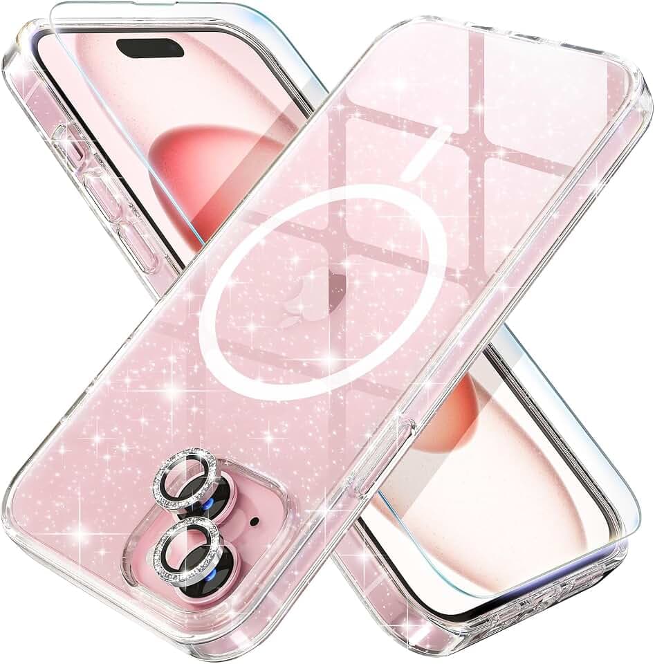 Choiche for iPhone 15 Plus Case Compatible with MagSafe, Glitter Clear