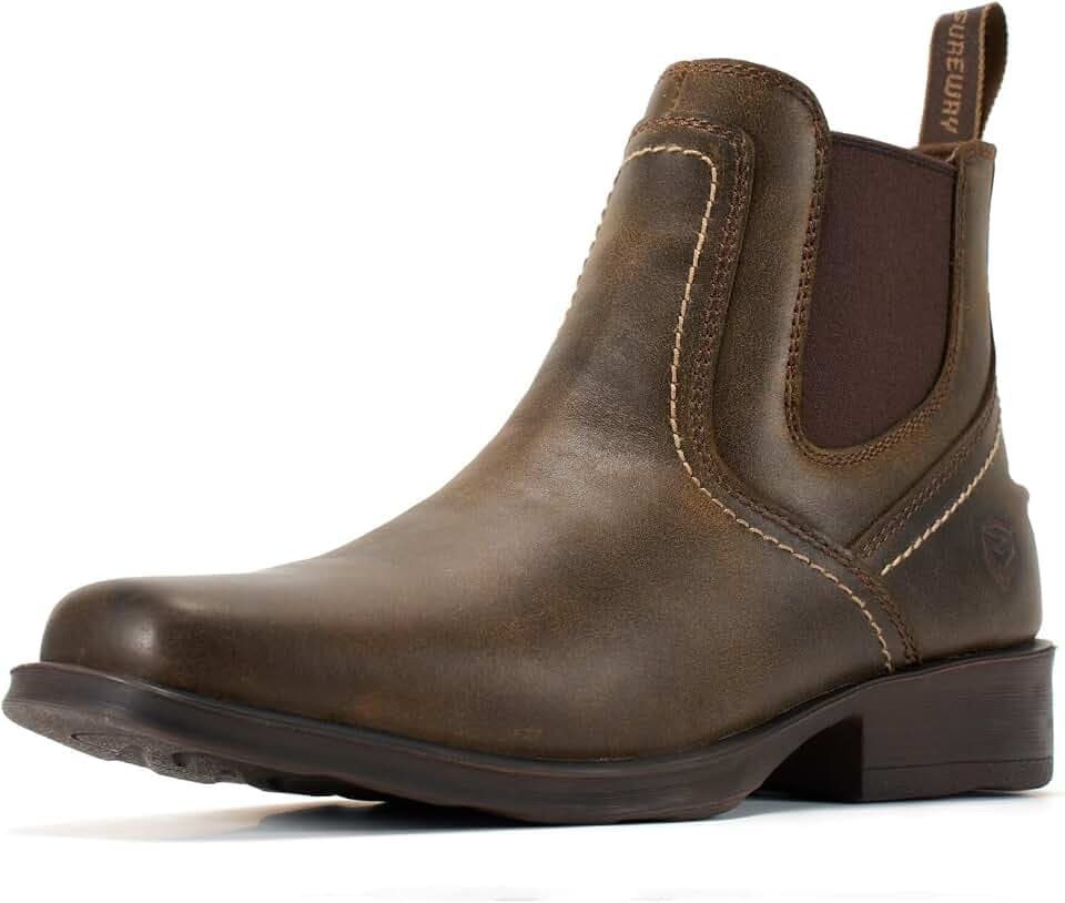 SUREWAY Men's Western Chelsea Cowboy Boots, Square Toe Ankle Slip-On