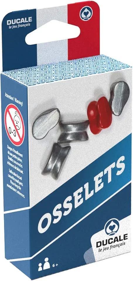 La Ducale – Metallknöchelknöchelspiel – 5 Stück – Traditionelles Spiel – Reisespiel – Geschicklichkeitsspiel und Schnelligkeitsspiel, Grau, Rot