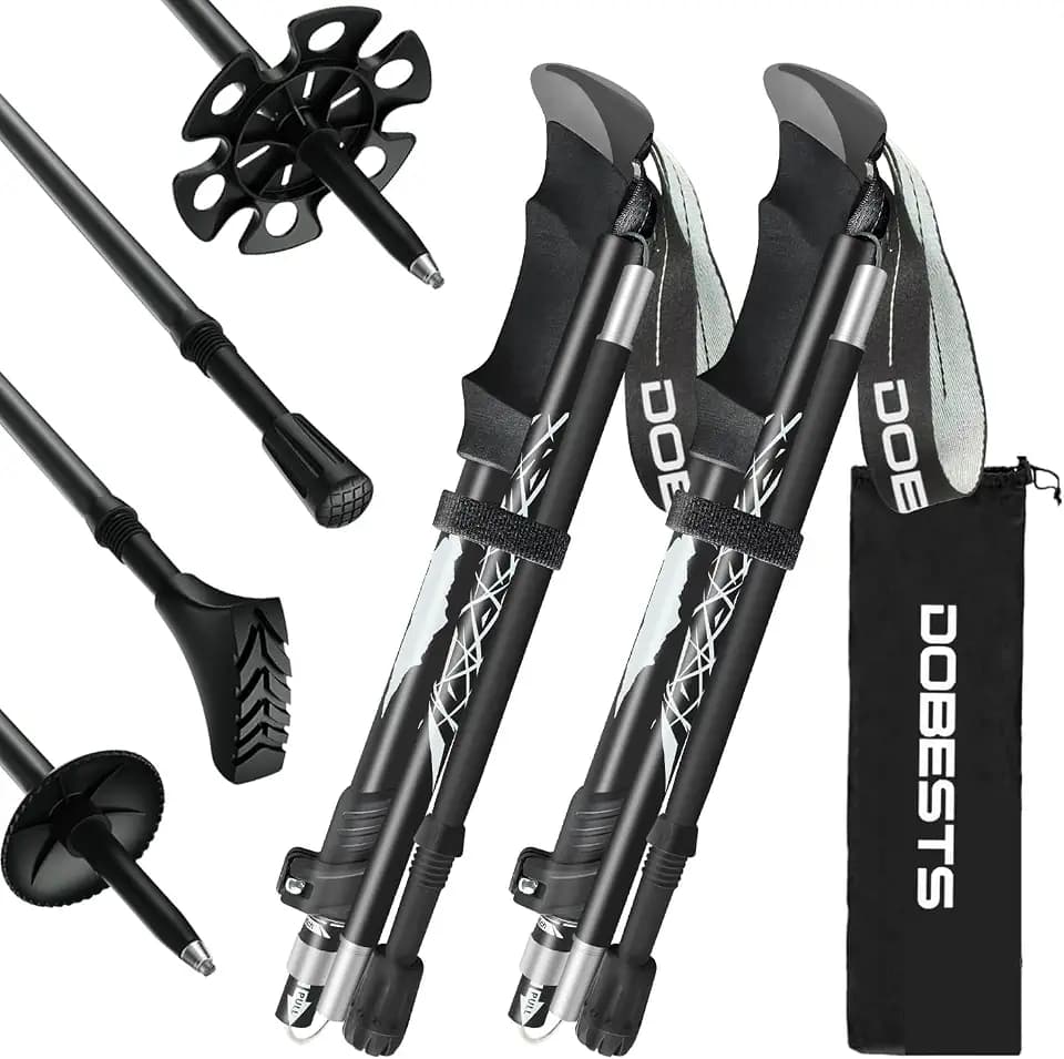 DOBESTS Wanderstöcke, Nordic Walking Stöcke Aluminium (Schwarz)