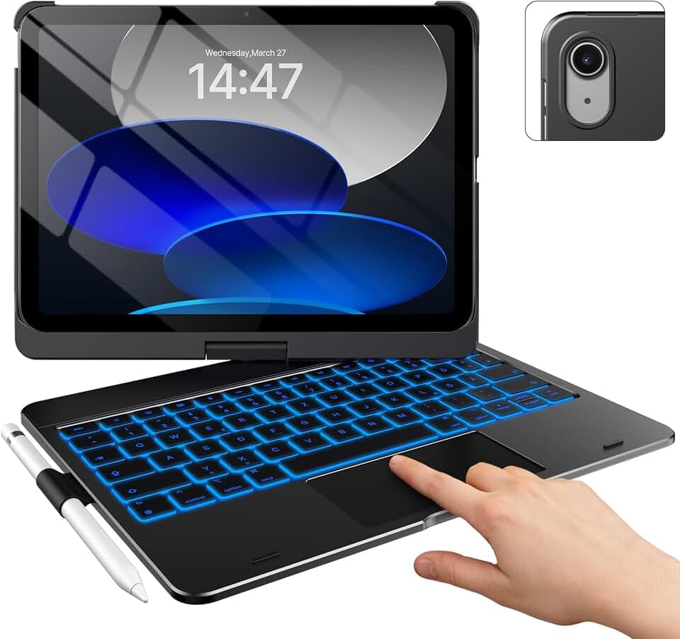 typecase Hülle mit Tastatur für iPad 11 (A16) / 10. Gen, 360° Drehbar