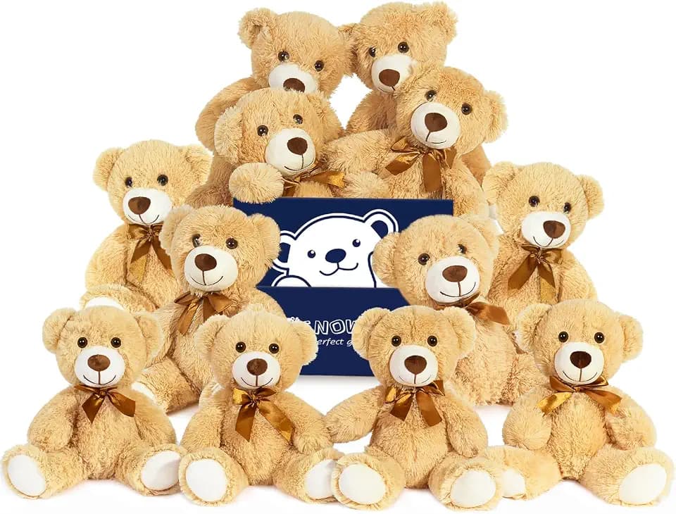 12 Pcs Teddy Bears Bulk Baby Shower Cute Stuffed Animal Toy for Decorations
