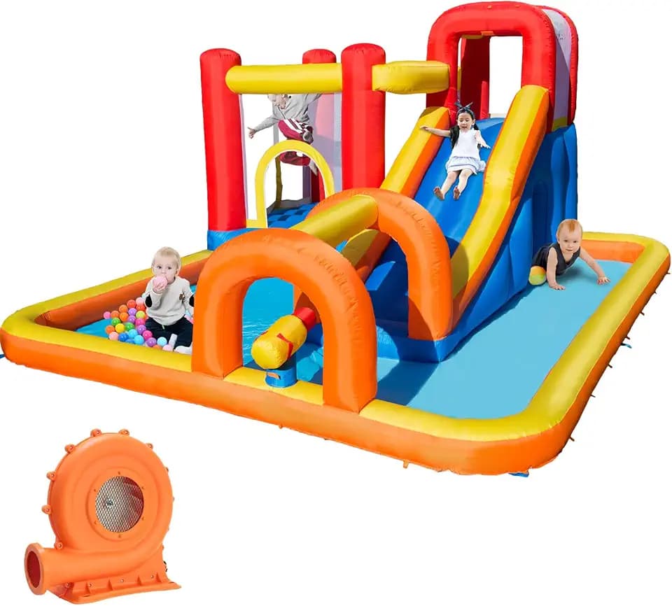 Baralir Hüpfburg mit Gebläse, Trocken-/Wasserrutsche, Kann 3~5 Kinder gleichzeitig beherbergen. Children's Bouncy Castle for Indoor or Outdoor use 400×320×200CM