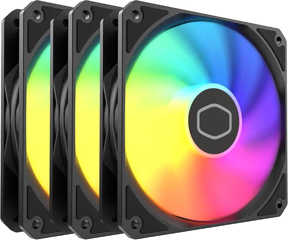Cooler Master MF120 Lite 120mm PC Case Fan|Liquid Cooler|Air Cooler 3-Pack, 120mm aRGB Lighting, aRGB Splitter, Dynamic PWM 1,750 RPM, Air Balance Blades, Hybrid | PBT Frame
