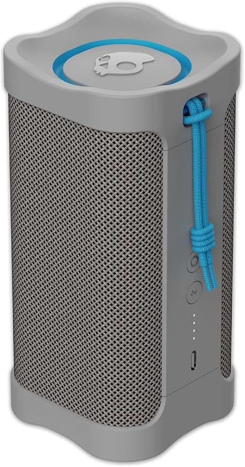 Skullcandy Wireless Terrain XT Bluetooth Speaker - IPX7 Waterproof Portable Terrain Speaker with Dual Custom Passive Radiators, 14 Hour Battery, Nylon Wrist Wrap, & True Wireless Stereo (Gray)