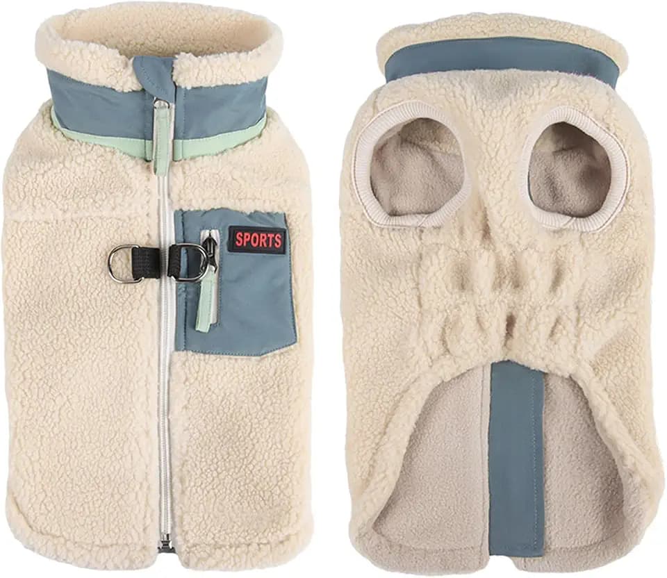 FEimaX Warme Hundemantel Winddichte Haustier Winter Fleece Hundejacke Winterweste mit D-Ring Hundekleidung Welpenjacke für Kleine Mittlere Hunde