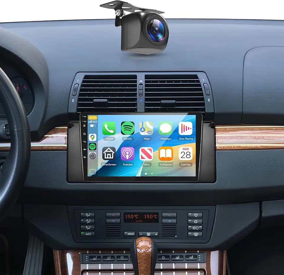 4+64G Car Radio Stereo for BMW 5 Series X5 E39 E53 M5 96-06 Android with Wireless CarPlay Android Auto,9 inch IPS Touchscreen Car Stereo Bluetooth5.0,GPS,WiFi,SWC,59UI,32EQ AI DSP+HD Backup Camera