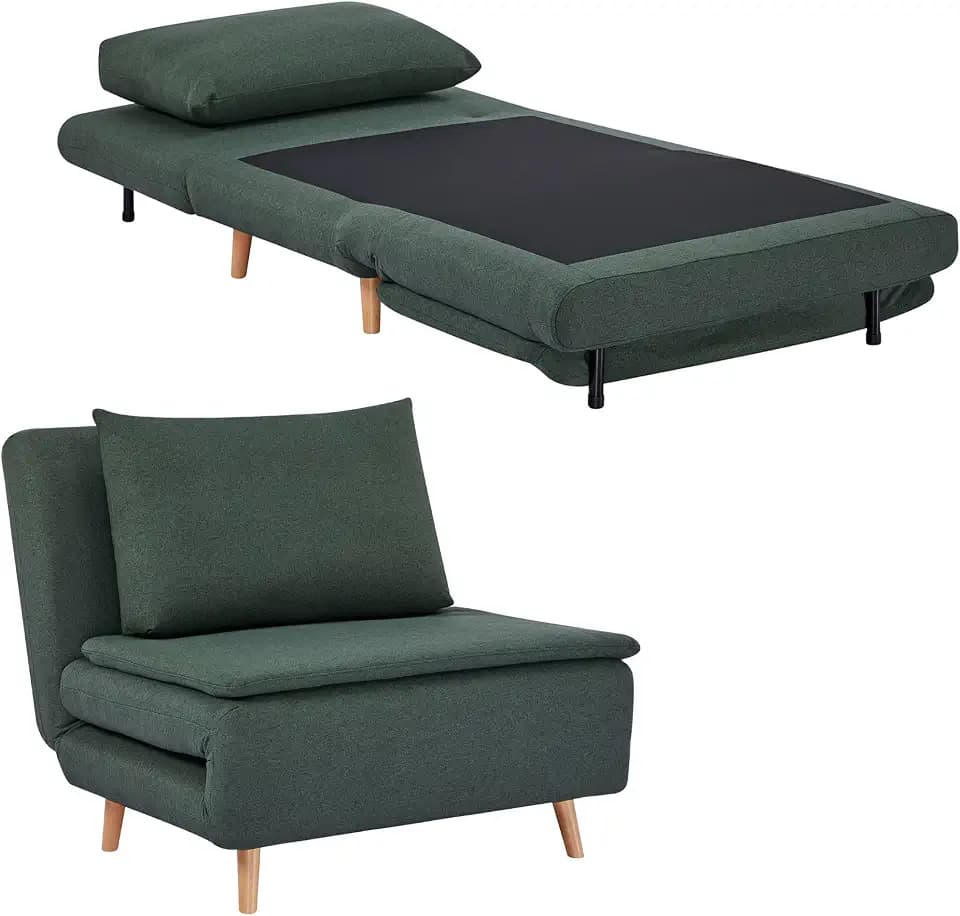 HOMCOM Schlafsessel Extra Breit mit Bettfunktion 191 x 95 cm Dunkelgrün