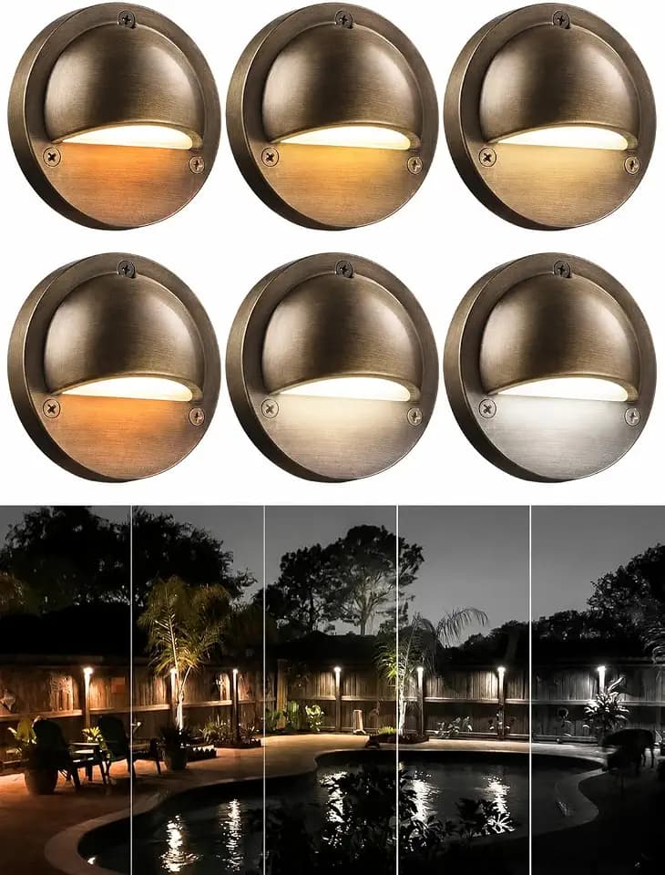 LEONLITE 6-Pack 5CCT 3.74inch Low Voltage LED Deck Lights, Bronze