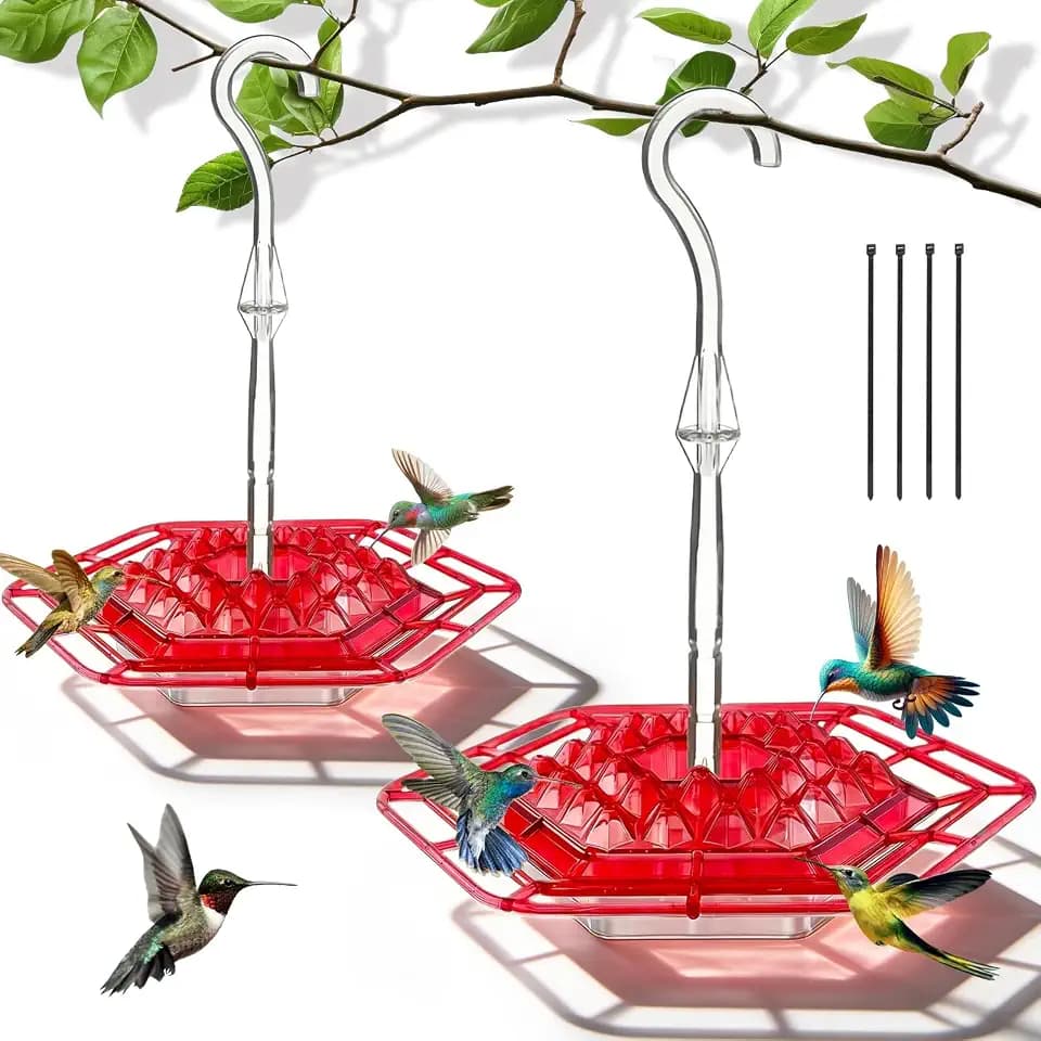 2 Pack Hummingbird Feeder for Outdoors Hanging,Easy to Clean and Refill,Ant Proof No Leak,with 30 Feeding Ports Saucer Humming Bird Feeder Hummingbird feeders for Window