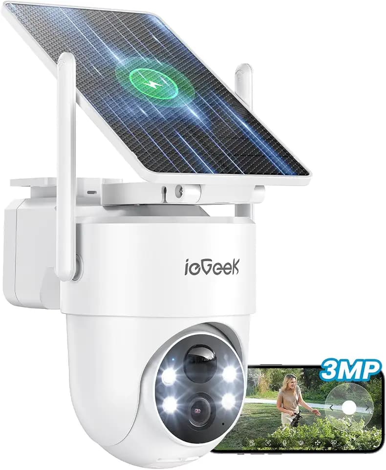 ieGeek 2K/3MP Überwachungskamera Aussen Solar: Kamera mit Akku, 2.4GHz WLAN