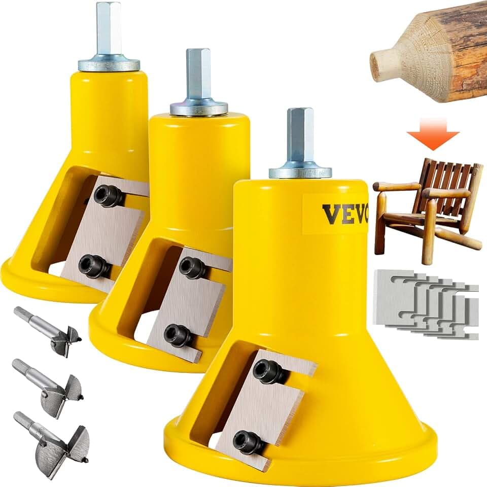 VEVOR Zapfenschneider Forstnerbohrer 25,4 mm & 38 & 50,8 mm, 2 Klingen Zapfenschneider Forstner Bit Set für Balkenbetten, Balkengeländer, Balkenzäune, Balkentische & mehr