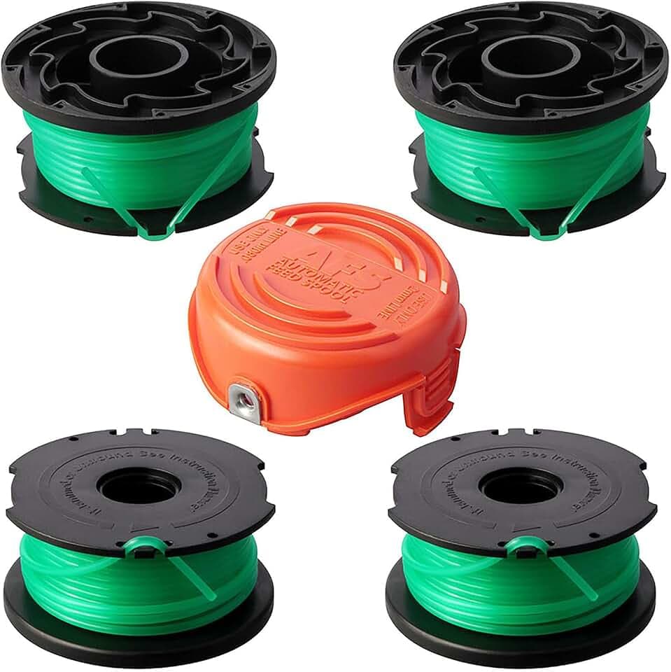 SF-080 Trimmer Replacement Spools Compatible with Black Decker SF-080-BKP GH3000 GH3000R LST540 LST540B Weed Eater 20ft 0.080" Edger Refills with 90583594 Cover Cap (4 Spool, 1 Cap)