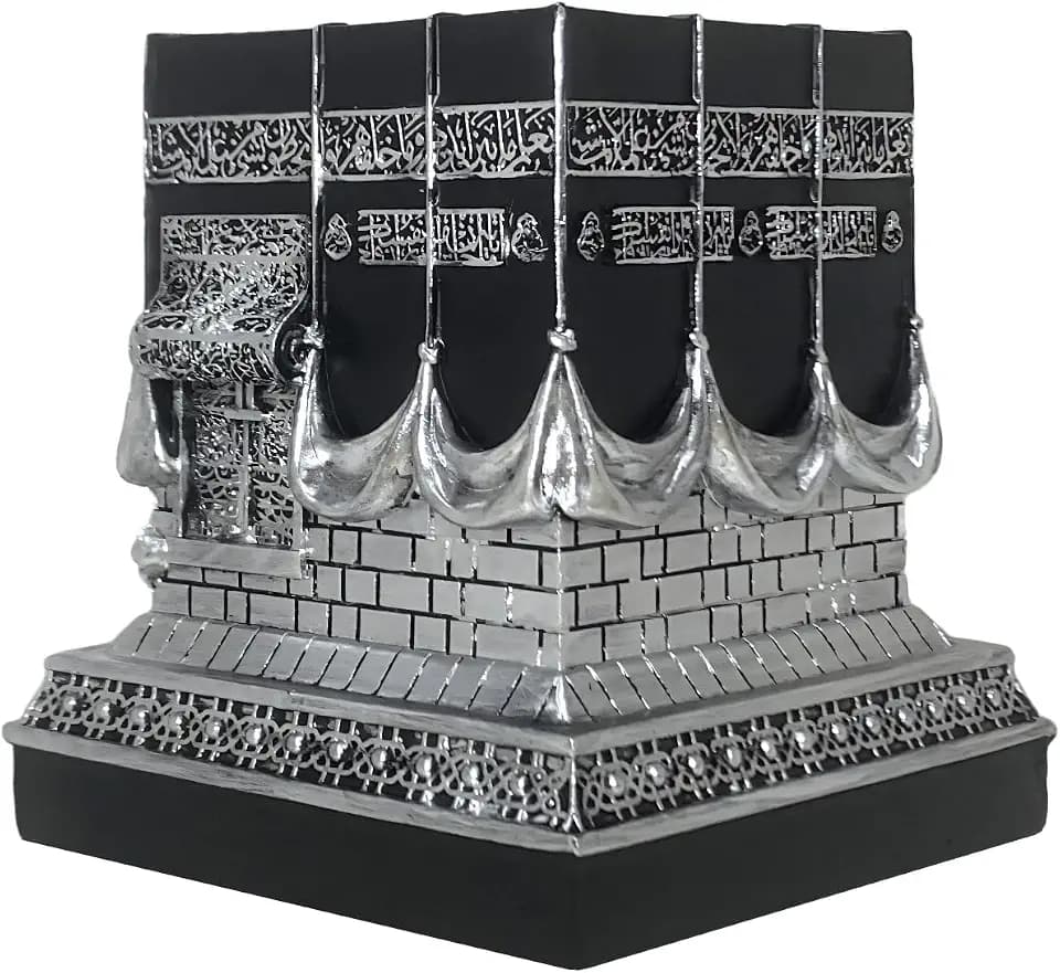 Resin Kaba Replica Decor - Sliver Black Islamic Prayer House Building Model
