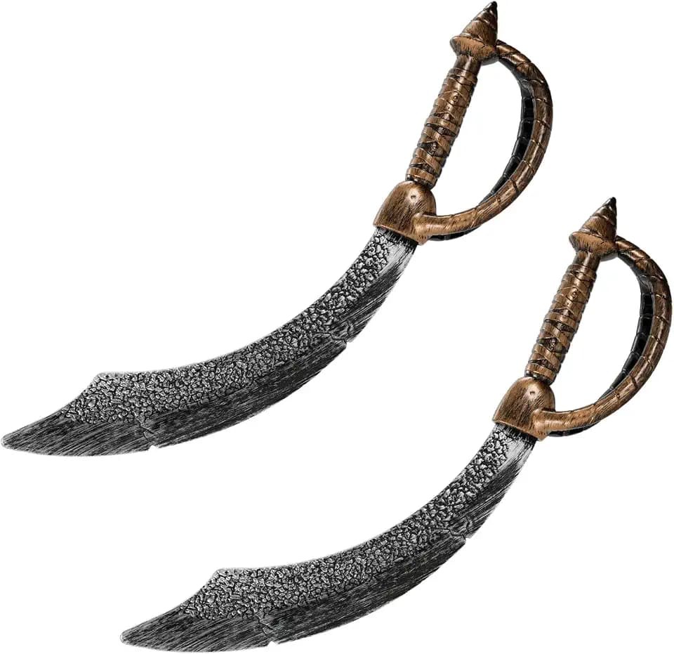 2PCS Plastic Pirate Sword, Curved Cutlass Costume Prop