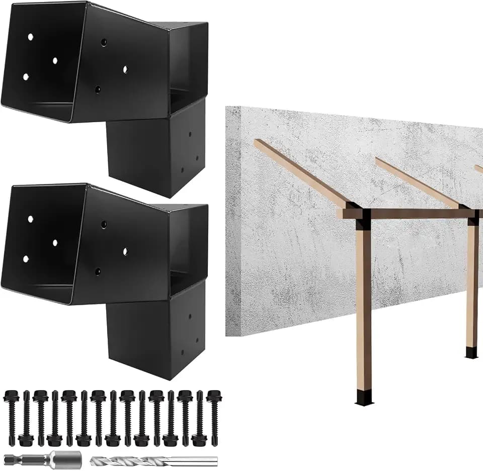 4x4 Pergola 2-Way Brackets,L-Shaped 15° Angled Design 1Pack