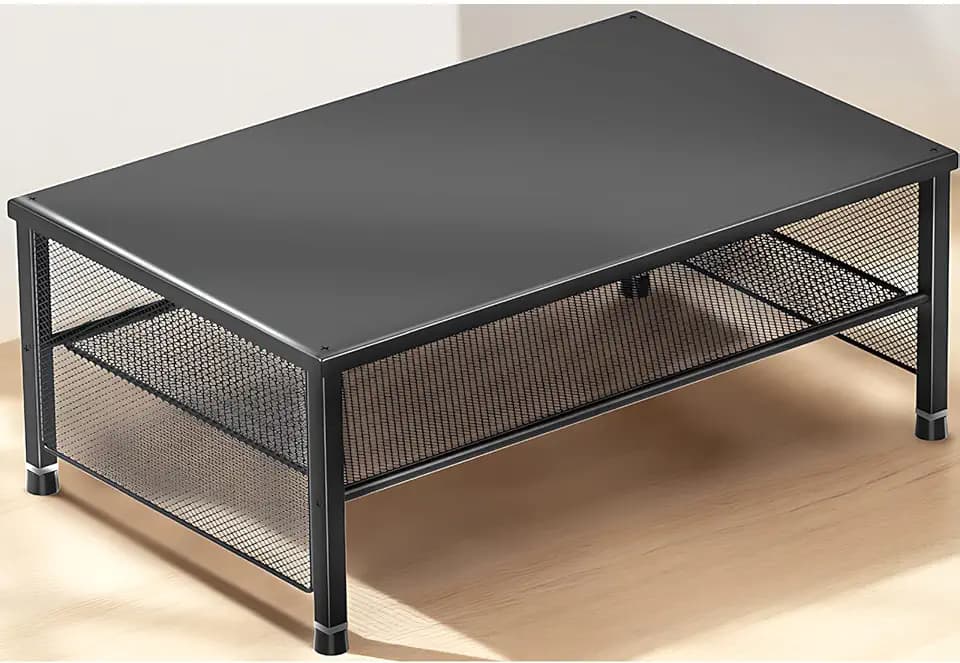 ECOLOVI 2-Tier Computer Monitor Stand Riser, Printer & Laptop Stand, Office Desk Accessories, Workspace Desk Organizer for Home Office Supplies, Black