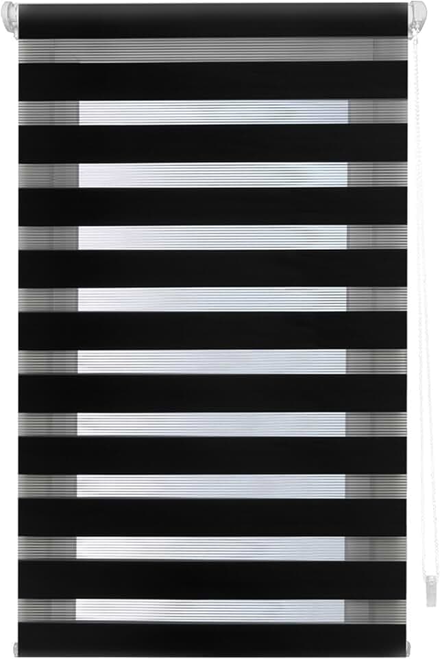 Rollo für Nacht und Tag, Installation ohne Werkzeug, EasyFix, Größe 92 x 180 cm, ohne Bohren, Stoffgröße 89 x 175 cm, für Nacht und Tag, Schwarz
