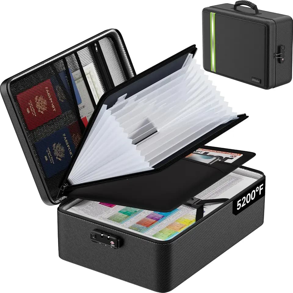 Fireproof Document Bag with Lock for Legal/Letter Files, Black