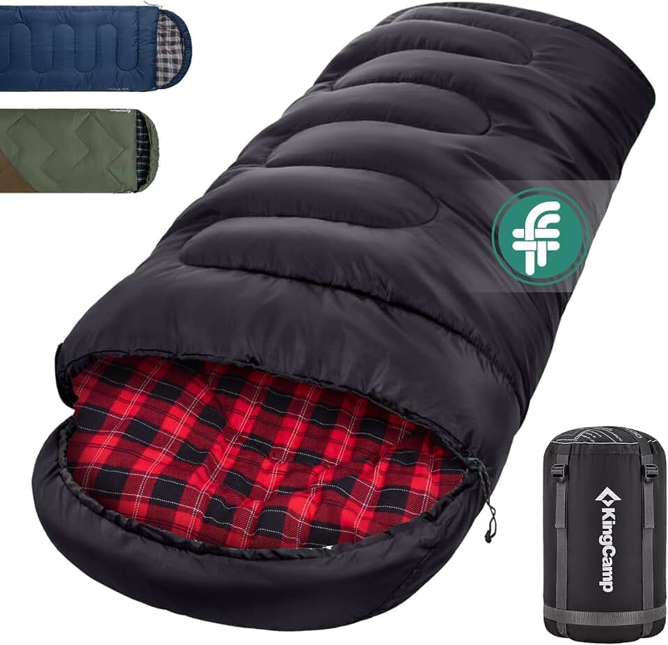KingCamp Schlafsack Erwachsene,100% Baumwolle Flanell Futter,230 × 90 cm