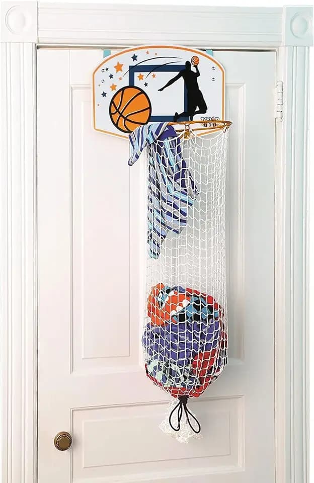 Taylor Toy Over the Door Hanging Laundry Hamper – Basketball Hamper - Boys